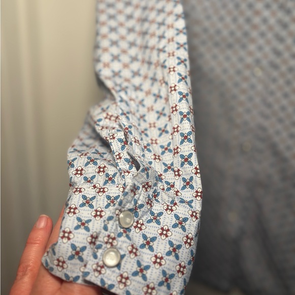 Rodeo Clothing Classic Blue Patterned Button-Down Shirt for Kids M/M - Picture 3 of 5